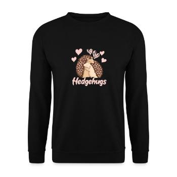 Igel Igel Umarmungen Amor Valentinstag Liebe Paar - Unisex Pullover - Schwarz - Vorne - Alina (178cm) & Michal (187cm)