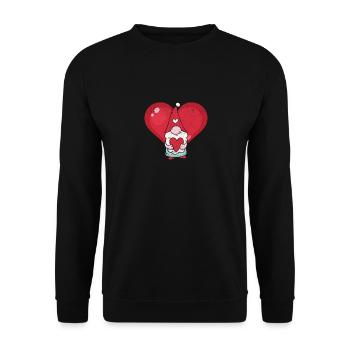 Gnome d’amour Saint Valentin Gnome coeur drôle Gnomies - Sweat-shirt Unisexe - noir - Devant - Alina (178cm) & Michal (187cm)