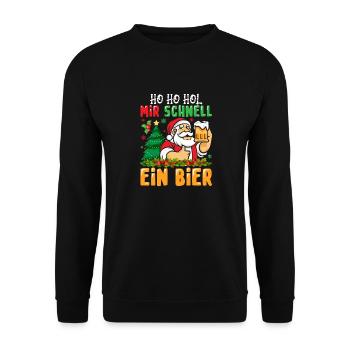Ho ho hol mir ein Bier Weihnachten - Unisex Pullover - Schwarz - Vorne - Alina (178cm) & Michal (187cm)