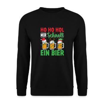Ho Ho Hol mir schnell ein Bier Weihnachtsfeier - Unisex Pullover - Schwarz - Vorne - Alina (178cm) & Michal (187cm)