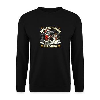 Alligator Building Snowman, Gator Hunting - Unisex Pullover - Schwarz - Vorne - Alina (178cm) & Michal (187cm)