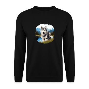 Husky - Unisex Sweatshirt - black - Front - Alina (178cm) & Michal (187cm)
