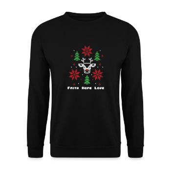 Faith Hope Love Religious Family Christmas - Unisex Sweatshirt - black - Front - Alina (178cm) & Michal (187cm)