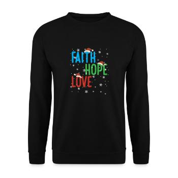 Faith Hope Love Religious Family Christmas Santa - Unisex Sweatshirt - black - Front - Alina (178cm) & Michal (187cm)