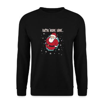 Faith Hope Love Religious Family Christmas Santa - Unisex Sweatshirt - black - Front - Alina (178cm) & Michal (187cm)