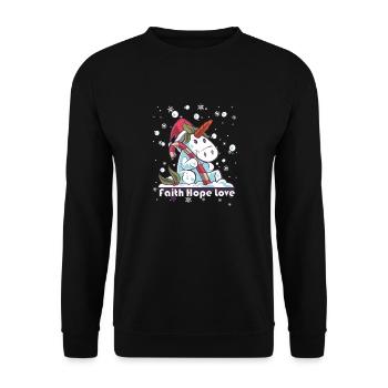 Faith Hope Love Religious Family Christmas - Unisex Sweatshirt - black - Front - Alina (178cm) & Michal (187cm)