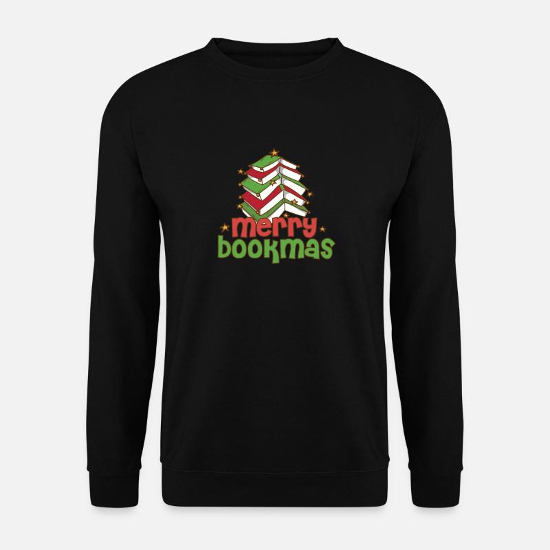 Merry Bookmas Bookworm Christmas Tree Introvert - Unisex Pullover - Schwarz