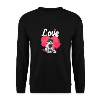 Lieben Sie Valentinstag-schwarzes Katzen-Herz - Unisex Pullover - Schwarz - Vorne - Alina (178cm) & Michal (187cm)