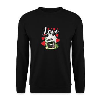 Liebe Panda-Valentinstag-lustige niedliche Panda - Unisex Pullover - Schwarz - Vorne - Alina (178cm) & Michal (187cm)