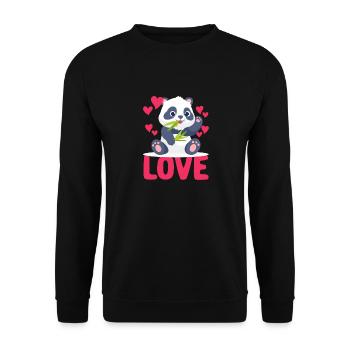 Liebe Panda-Valentinstag-lustige niedliche Panda - Unisex Pullover - Schwarz - Vorne - Alina (178cm) & Michal (187cm)