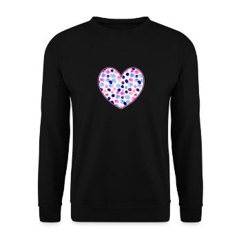Blue Pink Polka Dot Heart International Dot - Unisex Sweatshirt - black - Front - Alina (178cm) & Michal (187cm)