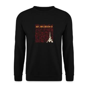 Hey Macaroon a Mille Feuille Foodie Vanilla Slice - Unisex Pullover - Schwarz - Vorne - Alina (178cm) & Michal (187cm)
