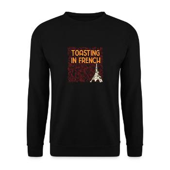 Toasting in French Bread Foodie Pastries Food - Unisex Pullover - Schwarz - Vorne - Alina (178cm) & Michal (187cm)
