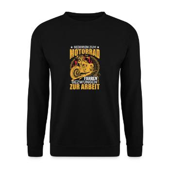 geboren zum motorrad - Unisex Pullover - Schwarz - Vorne - Alina (178cm) & Michal (187cm)