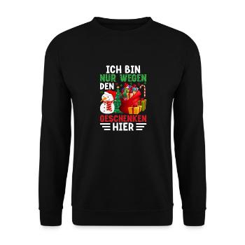 Geschenk Weinachten Weihnachtsfeier - Unisex Pullover - Schwarz - Vorne - Alina (178cm) & Michal (187cm)