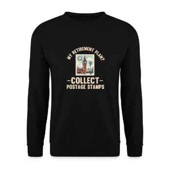 Stamp Collector Postage Stamping Philatelist Men - Unisex Sweatshirt - black - Front - Alina (178cm) & Michal (187cm)
