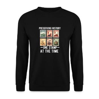 Stamp Collector Postage Stamping Philatelist Men - Unisex Sweatshirt - black - Front - Alina (178cm) & Michal (187cm)