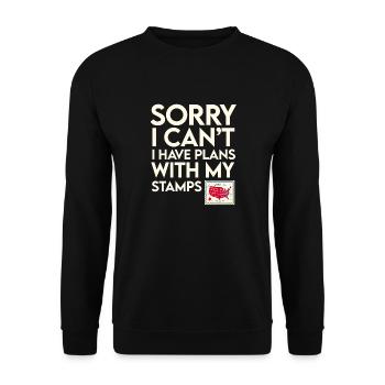 Timbre Collectionneur Affranchissement Estampillage Philatéliste Hommes - Sweat-shirt Unisexe - noir - Devant - Alina (178cm) & Michal (187cm)