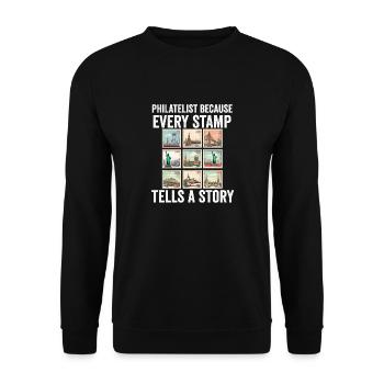 Timbre Collectionneur Affranchissement Estampillage Philatéliste Hommes - Sweat-shirt Unisexe - noir - Devant - Alina (178cm) & Michal (187cm)