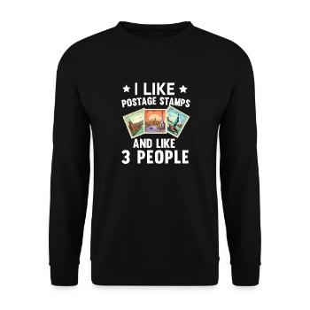 Stamp Collector Postage Stamping Philatelist Men - Unisex Sweatshirt - black - Front - Alina (178cm) & Michal (187cm)