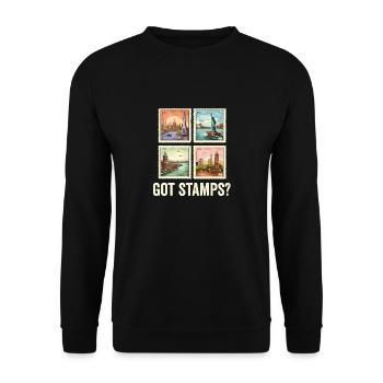 Stamp Collector Postage Stamping Philatelist Men - Unisex Sweatshirt - black - Front - Alina (178cm) & Michal (187cm)