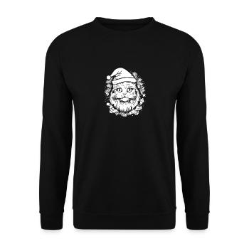 Weinachten Katze als Weihnachtsmann - Unisex Pullover - Schwarz - Vorne - Alina (178cm) & Michal (187cm)
