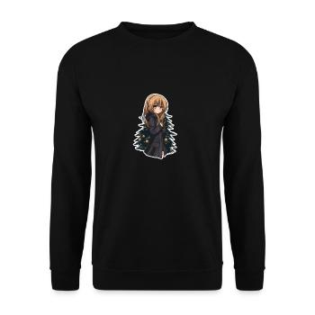 Anime Weihnachts Design zu Weihnachten Sticker - Unisex Pullover - Schwarz - Vorne - Alina (178cm) & Michal (187cm)