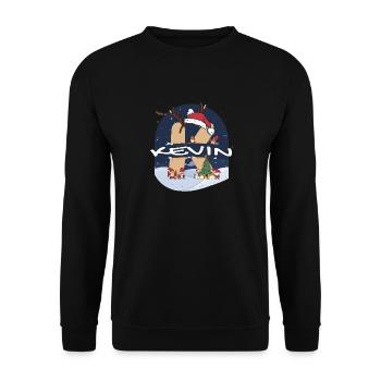 Toller Kevin-Name mit Weihnachtsmütze im Weihnachtsthema - Unisex Pullover - Schwarz - Vorne - Alina (178cm) & Michal (187cm)