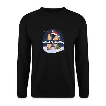 Toller Kira-Name mit Weihnachtsmütze im Weihnachtsthema - Unisex Pullover - Schwarz - Vorne - Alina (178cm) & Michal (187cm)