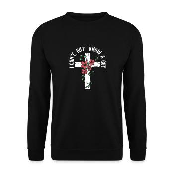 Jésus Meme Je ne peux pas mais je connais un gars chrétien - Sweat-shirt Unisexe - noir - Devant - Alina (178cm) & Michal (187cm)