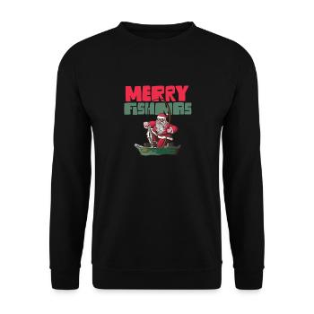 Merry Fishmas Funny Santa Claus Fishing Christmas - Unisex Pullover - Schwarz - Vorne - Alina (178cm) & Michal (187cm)