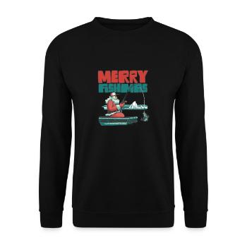 Fishing Christmas Costume Merry Fishmas Funny - Unisex Pullover - Schwarz - Vorne - Alina (178cm) & Michal (187cm)