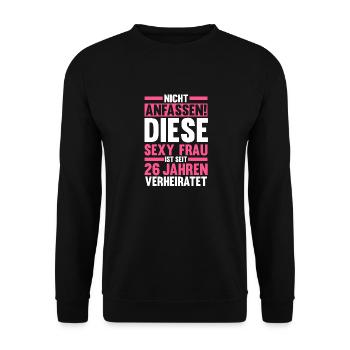 Ehe Jadehochzeit 26 Jahre Verheiratet Hochzeitstag - Unisex Pullover - Schwarz - Vorne - Alina (178cm) & Michal (187cm)