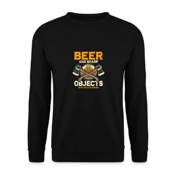 Beer And Sharp Objects Hatchet Ax Axe Throwing - Unisex Pullover - Schwarz - Vorne - Alina (178cm) & Michal (187cm)