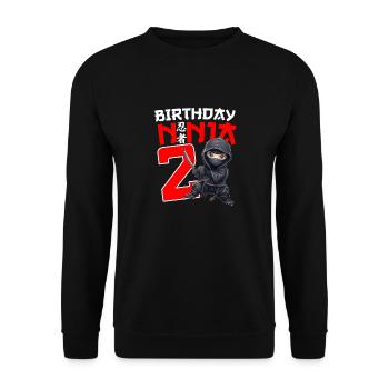Kids Birthday Ninja Shirt - 2 Year Old Ninja Birth - Unisex Pullover - Schwarz - Vorne - Alina (178cm) & Michal (187cm)