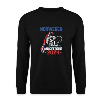 Angeln in Norwegen 2024 Norwegen Angeltour - Unisex Pullover - Schwarz - Vorne - Alina (178cm) & Michal (187cm)