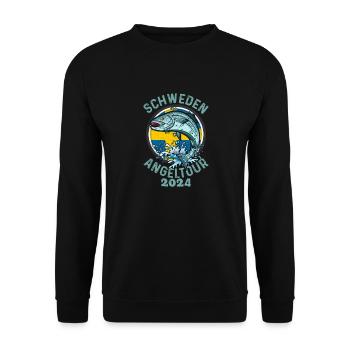 Angeltrip Schweden 2024 Angeln in Schweden - Unisex Pullover - Schwarz - Vorne - Alina (178cm) & Michal (187cm)
