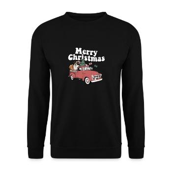 Vintage Red Pick Up Truck Saint Bernard Dog Merry - Unisex Sweatshirt - black - Front - Alina (178cm) & Michal (187cm)