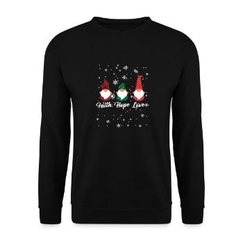 Faith Hope Love Religious Family Christmas Gnome - Unisex Sweatshirt - black - Front - Alina (178cm) & Michal (187cm)