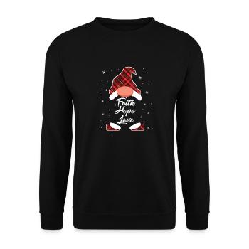 Faith Hope Love Religious Family Christmas Gnome - Unisex Sweatshirt - black - Front - Alina (178cm) & Michal (187cm)