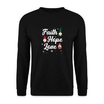 Faith Hope Love Religious Family Christmas Gnome - Unisex Sweatshirt - black - Front - Alina (178cm) & Michal (187cm)