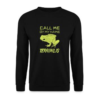 Pfeilgiftfrosch Phyllobates terribilis #3038 - Unisex Pullover - Schwarz - Vorne - Alina (178cm) & Michal (187cm)