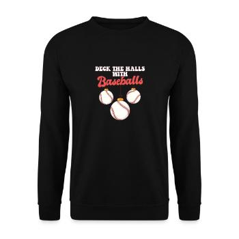 Baseball Player Catcher Christmas Balls Deck The - Unisex Pullover - Schwarz - Vorne - Alina (178cm) & Michal (187cm)