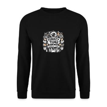 L’heure de la dinde, c’est l’heure de la famille - Sweat-shirt Unisexe - noir - Devant - Alina (178cm) & Michal (187cm)