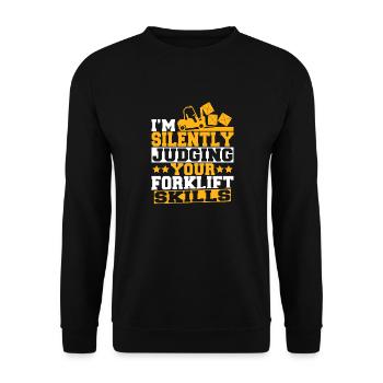 Forklift Driver I'm Silently Judging Your Forklift - Unisex Sweatshirt - black - Front - Alina (178cm) & Michal (187cm)