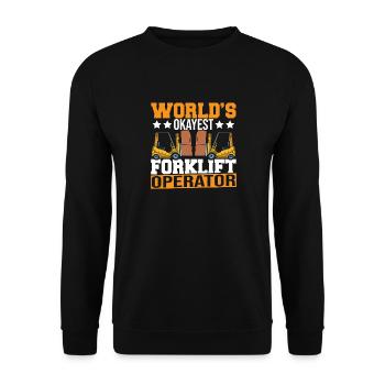 World's Okayest Forklift Operator Funny Forklift D - Unisex Pullover - Schwarz - Vorne - Alina (178cm) & Michal (187cm)