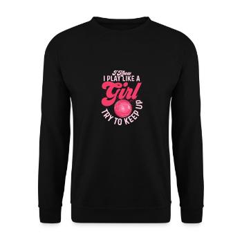 Je sais que je joue comme une fille Essaie de suivre le thé de pétanque - Sweat-shirt Unisexe - noir - Devant - Alina (178cm) & Michal (187cm)