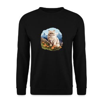 Persian Cat Perser Katze - Unisex Pullover - Schwarz - Vorne - Alina (178cm) & Michal (187cm)