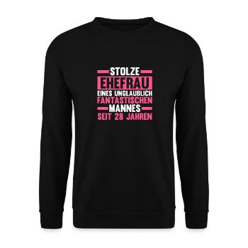 Ehe Nelkenhochzeit 28 Jahre Verheiratet Hochzeitst - Unisex Pullover - Schwarz - Vorne - Alina (178cm) & Michal (187cm)