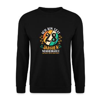 Ehe Nelkenhochzeit 28 Jahre Verheiratet Hochzeitst - Unisex Pullover - Schwarz - Vorne - Alina (178cm) & Michal (187cm)